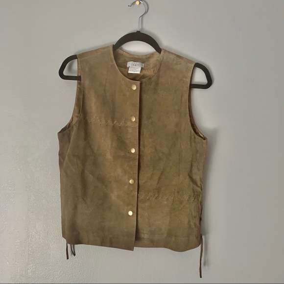 Olive green suede vest - Picture 1 of 6
